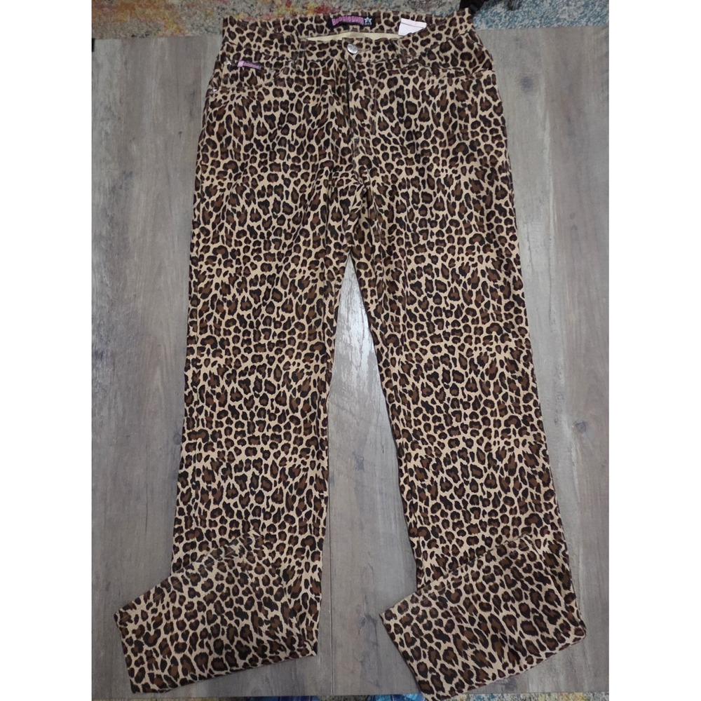 Bubblegum Leopard Cheetah Bootcut Vintage Y2K Pants Junior Size 7/8- Made In USA